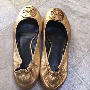 Tory Burch Gold Flats